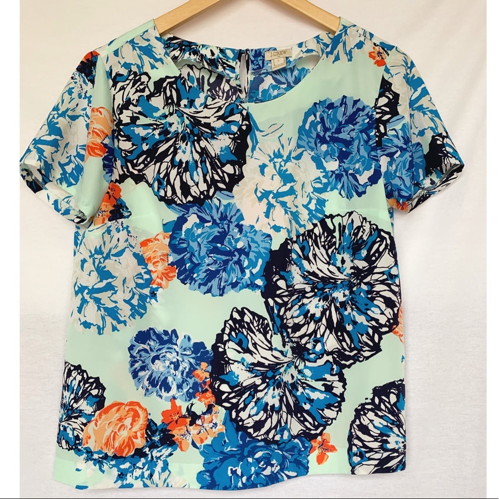 J. Crew Mint Floral Top